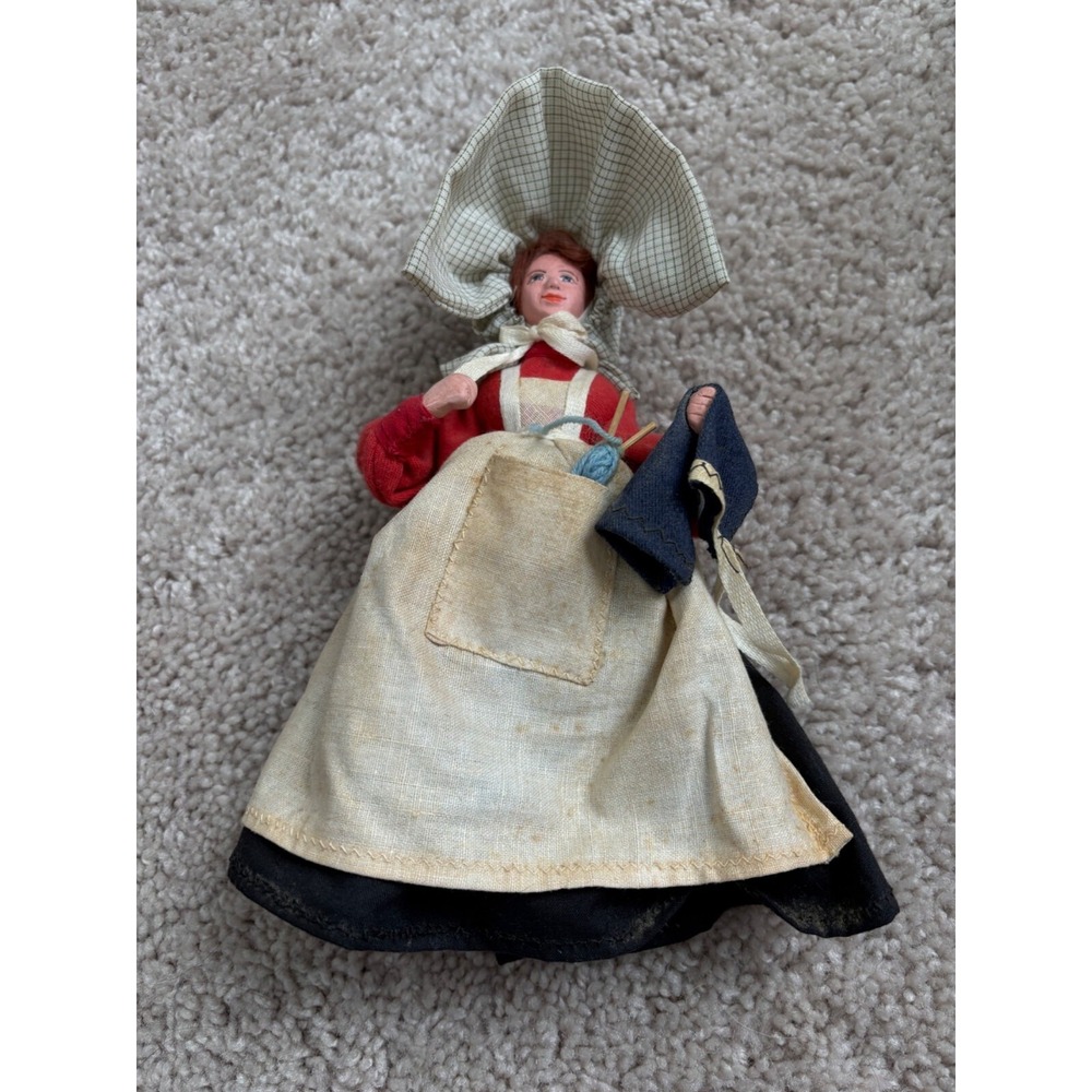Vintage Cornish Bal‎ Maiden Doll W Bonnet,Apron Shallowpool Handicrafts